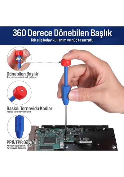 Wp200531 Hassas Tornavida Seti, 12 Parça, Cr-v Çelik, Torx, Magnetize Aparatlı, Elektronik Onarım