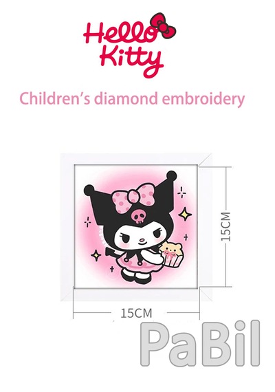 Dıy Kendin Yap Hello Kitty Kuromi Elmas Boyama Seti 15x15 -1