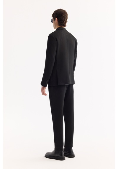 Avva Erkek Siyah Kruvaze Bi-stretch Hafif Dokulu Blazer Comfort Slim Fit Ceket A52y4018