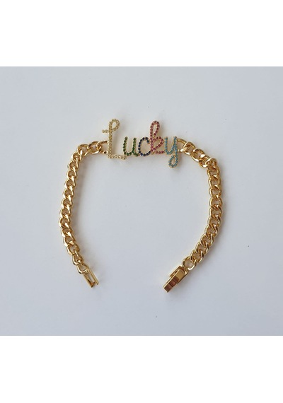 Scritto Lucky Şans Yazılı Gold  Bileklik Metalik