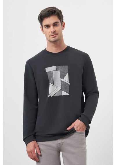 Morven Erkek Siyah Trend Bisiklet Yaka Sweat-shirt 25ks063004001 Siyah Siyah