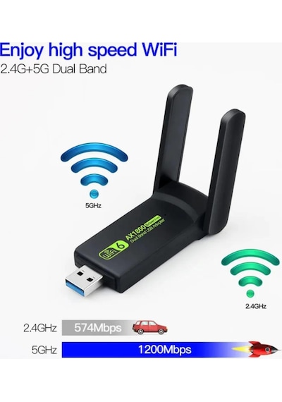 Lobo Sinyal Güçlendirici Kablosuz Usb Antenli Dongle 1300mbps Wifi Adaptörü Dual Band 2.4g/5ghz