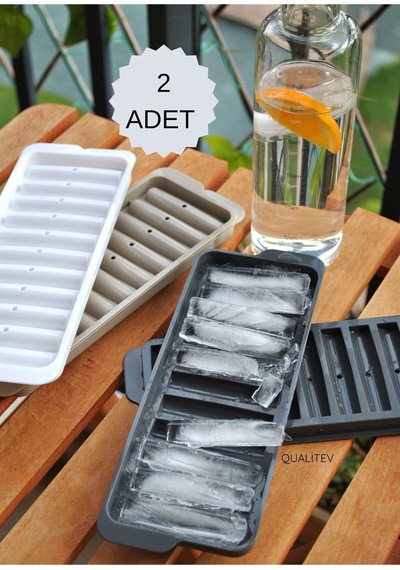 11 Bölmeli Çubuk Pratik Buz Kalıbı Kapaklı Soğuk Kahve Kokteyl Içecek Sunum Buz Kalıbı- 2 Adet Plast Diğer