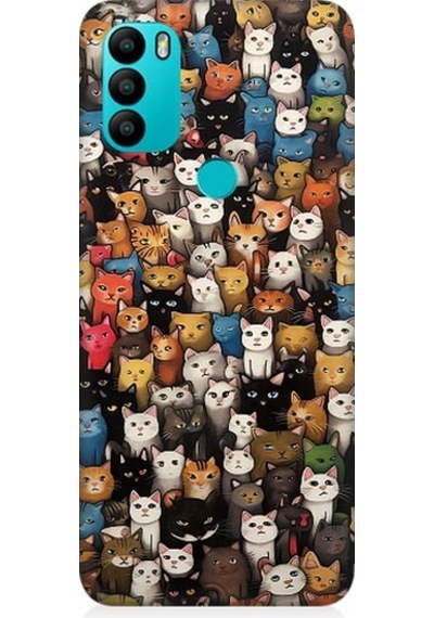 General Mobile Gm 21 Plus Uyumlu Sevimli Komik Kedi Suratları Desenli Silikon Kılıf