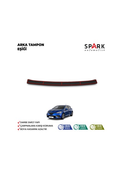 Renault Clio 5 2020- Yılı Ve Sonrası Uyumlu Arka Tampon Eşiği Parlak Siyah