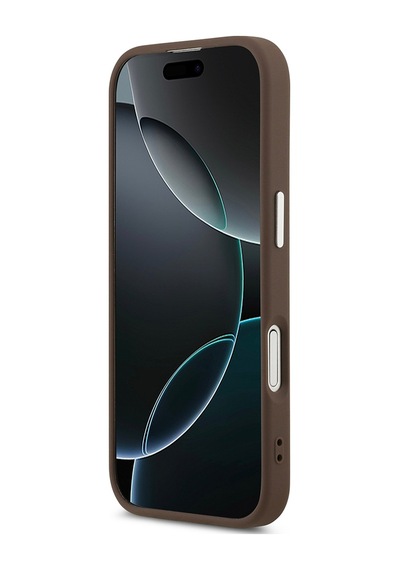 Apple Uyumlu iPhone 17 Kılıf Guess Lisanslı M-safe Özellikli Klasik Yazı Logolu Pu Deri Kapak Kahverengi Kahverengi