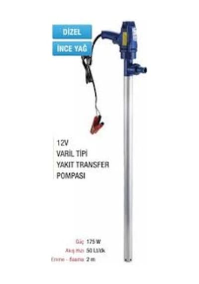 12 Volt Varil Tipi Yakıt Transfer Pompası Dizel - İnce Yağ