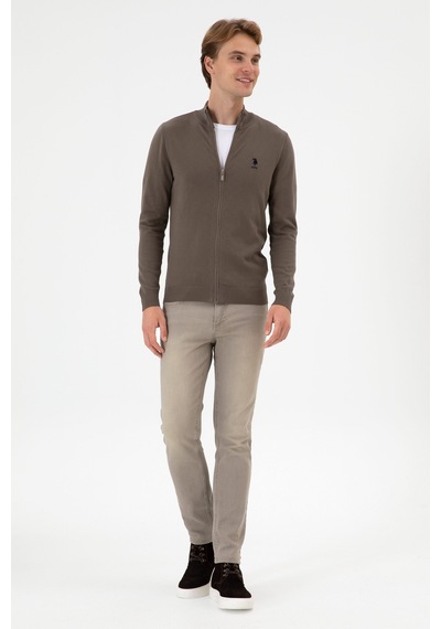 U.S. Polo Assn. Erkek Slim Fit Vizon Triko Hırka 50313684-VR052