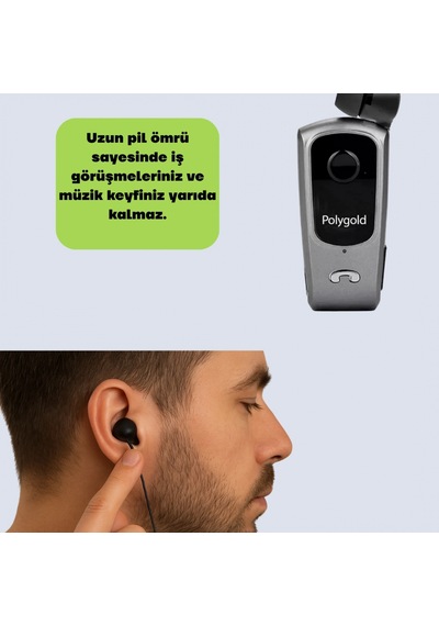 Mikrofonlu Klipsli Bluetooth Kulak İçi Kulaklık Ses Kontrollü Kablosuz Model 00