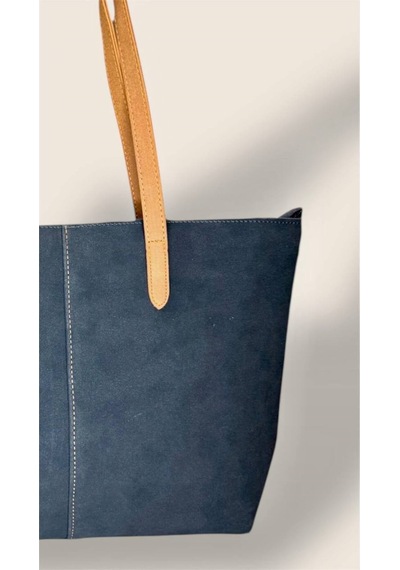 Lovelystore Kadın Süet Geniş Hacimli Fermuarlı Günlük Tote Model Büyük Boy 40x28 Lacivert
