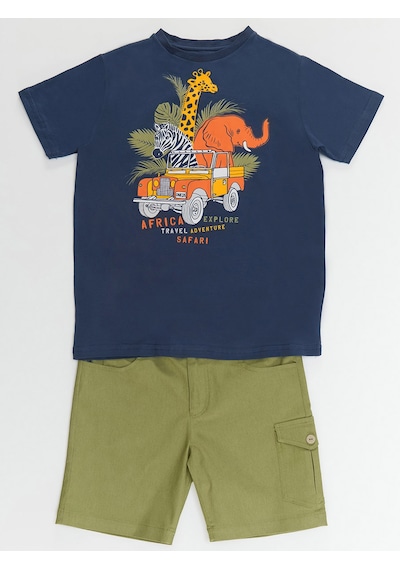 Safari Erkek Çocuk T-shirt Gabardin Şort Takım