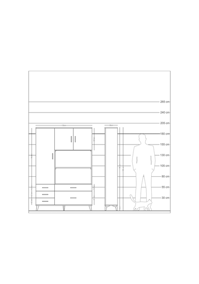 Arges Dolap 7 Raflı 5 Çekmeceli 3 Kapaklı 132x30x195 Antrasit... Antrasit