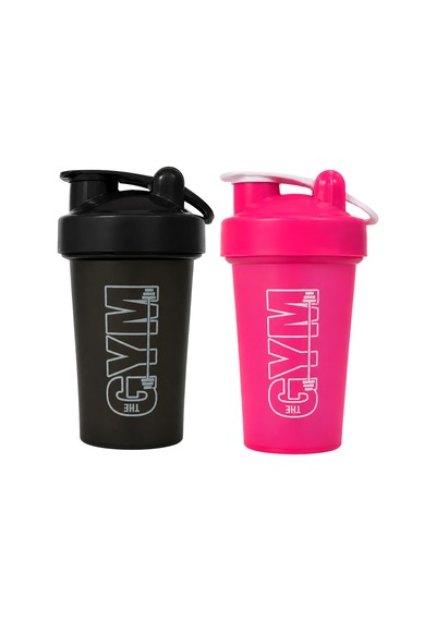 Gym Shaker 550 Ml Ölçekli Ve Sızdırmaz Kapaklı Protein Shaker 2'li Set Siyah+pembe Siyah-pembe