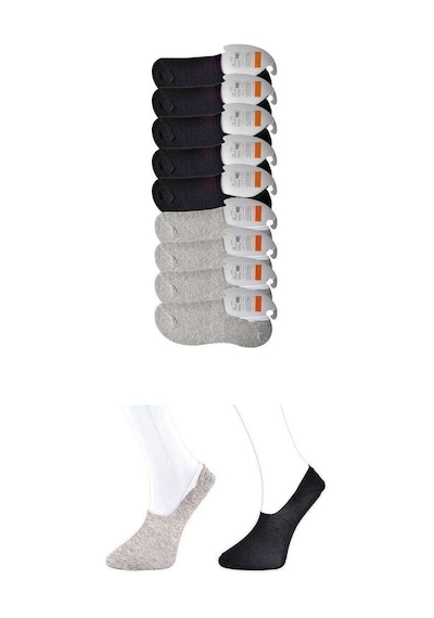 Siyah Ve Gri Erkek Babet Çorap 9 Çift Renkli