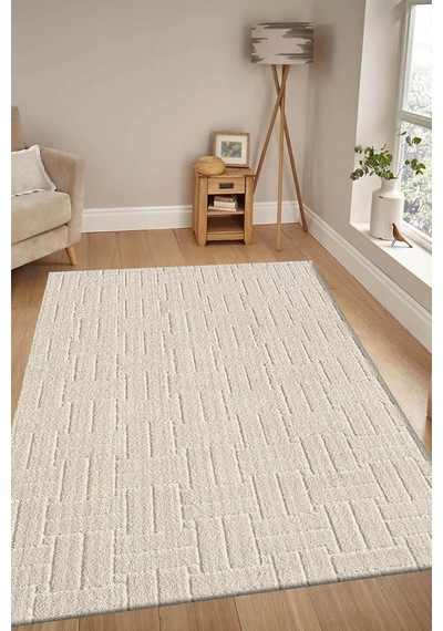 Raschel Carpet Kaymaz Taban Moopy Krem Rengi Bukleli Yumuşak Soft Dokuma Yolluk Halı Salon Halısı Lp1001a, 100 X 450 Diğer