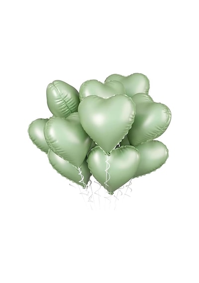 5 Adet 18 İnç 45 Cm Retro Kalp Folyo Balon Soft Yeşil YEŞİL