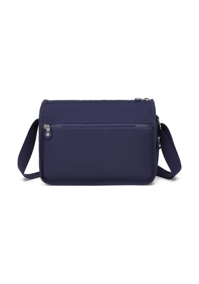 Smart Bags Çok Cepli Günlük Orta Boy Su Geçirmez Krınkıl Kumaş Kadın Omuz Çantası Lacivert