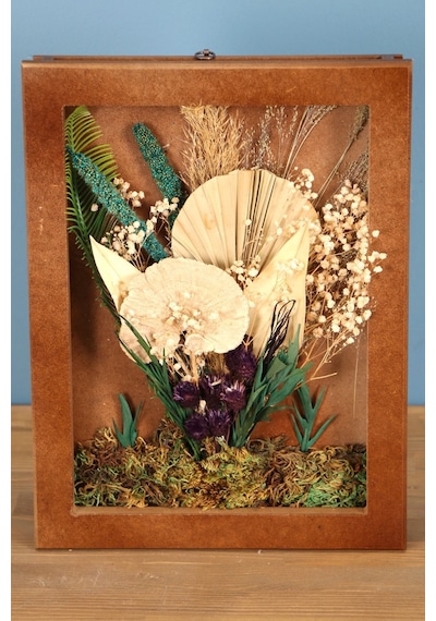 Yapay Çiçek Deposu Dekoratif Çiçekli Çerçeve Tablo 28cmx37cm Kod:118