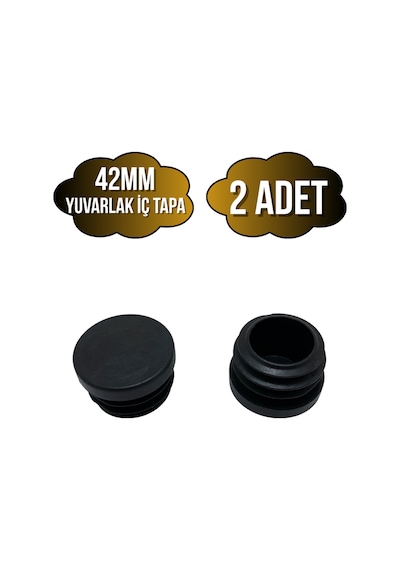Yuvarlak Demir Profil İç Tapa Geçme Plastik Ayak Geçme Koruma Plastiği 42mm 2 Adet Siyah