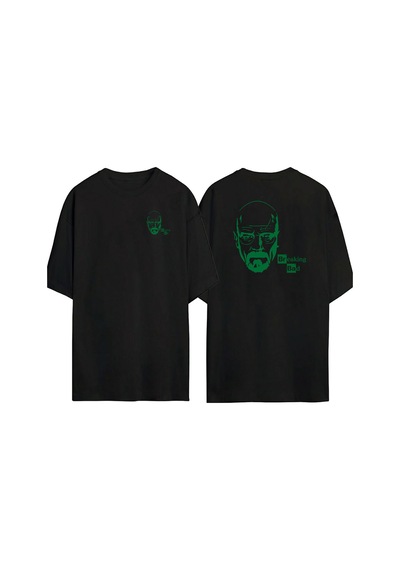 Thewert Unisex Walter Breaking Bad Jesse Pinkman Ön Arka Baskılı Sıyah Oversize T-shirt Siyah