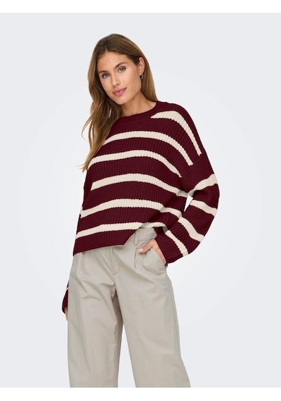 Jdy Jdyjusty L/s Stripe Pullover Kadın Kazak 15264902 Bordo