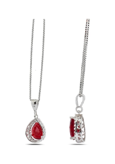 Brezza Lusso Jewelry Işıltılı Kırmızı Damla Kadın Gümüş Kolye 45 CM 45 CM