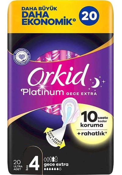 Orkid Platinum Hijyenik Ped Gece Ekstra 20'li