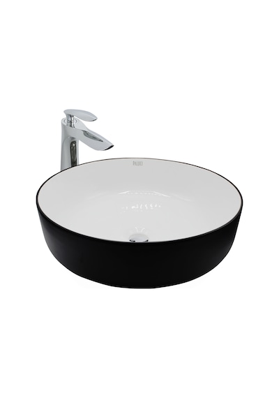 Paluci Azra White Black Yuvarlak Lavabo Sırlı