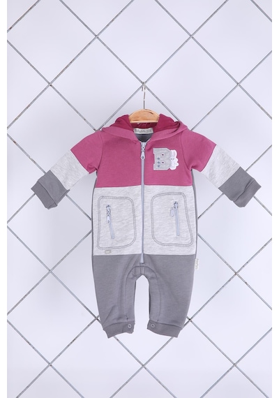 Babyhola Kız Erkek Fermuarlı Kapüşonlu Spor Tulum 12645 Mor
