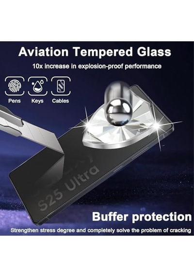 Galaxy S25 Ultra İçin Privacy Temperli Cam 2 Adet - Yanlardan Siyah Görünüm, Kavisli Kenar, Parmak İzi Azaltıcı, Ultra İnce 0.3mm, Hassas Kesim