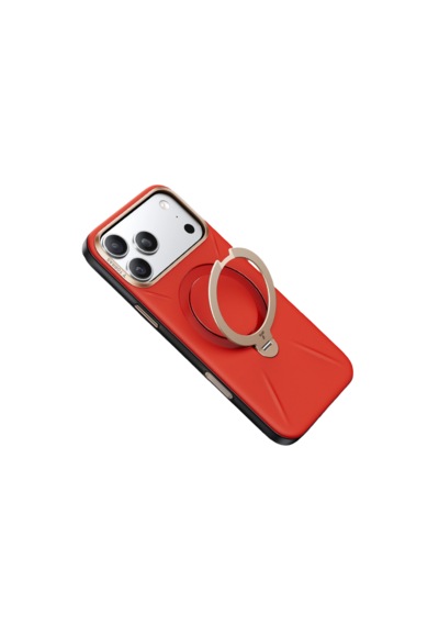 Torras Apple iPhone Uyumlu 17 Pro O Stand Spin Vegskin Serisi Magsafe Kılıf Kırmızı