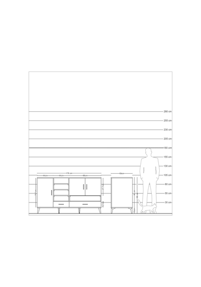 Kronos Konsol 8 Raflı 2 Çekmeceli 3 Kapaklı 176x59x99 Antrasit-ça Antrasit-çam