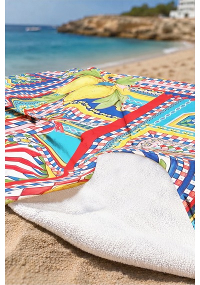 Limon Desenli Akdeniz Marin Plaj Havlusu - Sicilya Esintili Renkli Hızlı Kuruyan Mikrofiber Havlu Yumuşak Menekşe Limon Desenli Akdeniz Marin Plaj Havlusu - Sicilya Esintili Renkli Hızlı Kuruyan Mikrofiber Havlu Yumuşak Menekşe