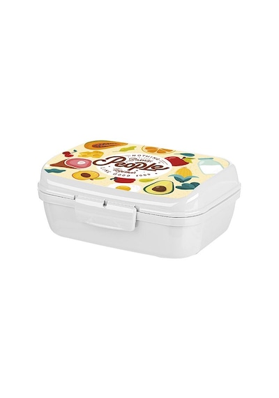 Onyx Good Food Desenli Kilitli Beslenme / Lunch Box - 1000 Ml Beyaz