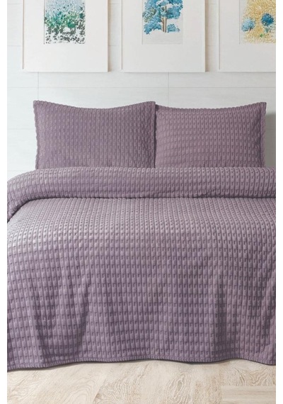 Merinos Twist Çift Kişilik Battaniye Seti Mürdüm Mürdüm