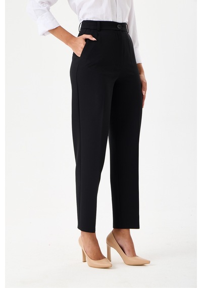 Velnara Moda Siyah Klasik Kadın Takım Elbise-sıfır Yaka Ceket & Cepli Dar Paça Pantolon Siyah - 927027358 Siyah