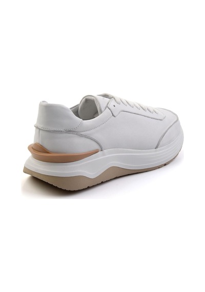 Bambi Beyaz Hakiki Deri Erkek Sneaker E01087115603 Beyaz