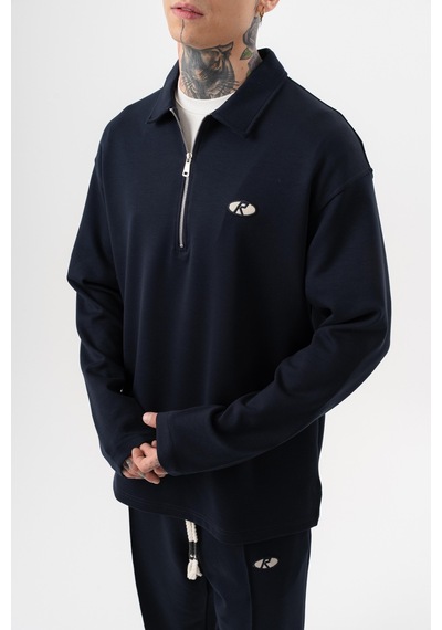 Respire Erkek Yarım Fermuarlı Modal Sweatshirt Lacivert