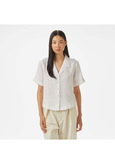 Nautica Kadın Beyaz Regular Fit Keten Gömlek Düz 55w052t Beyaz