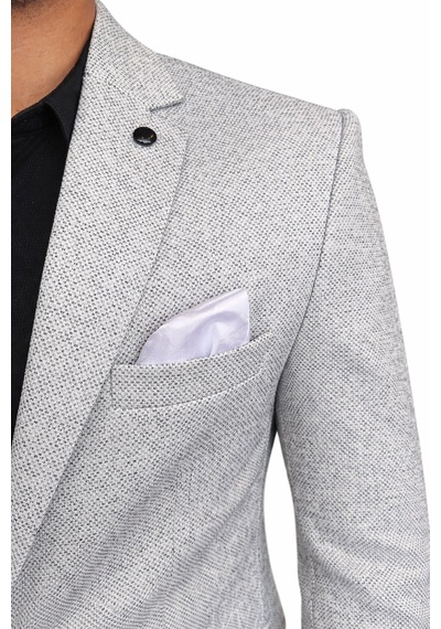 Plus Scorpion Erkek Karyağdı Desenli Slim Fit Blazer Ceket Siyah & Bej Şık Günlük Ve Ofis Kombin Siyah