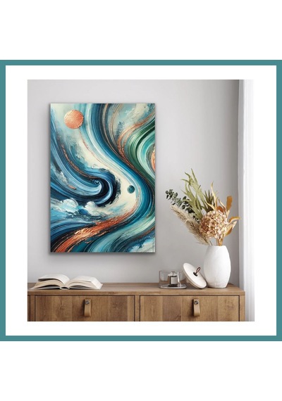 Trendexa Turuncu Yeşil Mavi Soyut Kanvas Tablo 70x100cm Mac