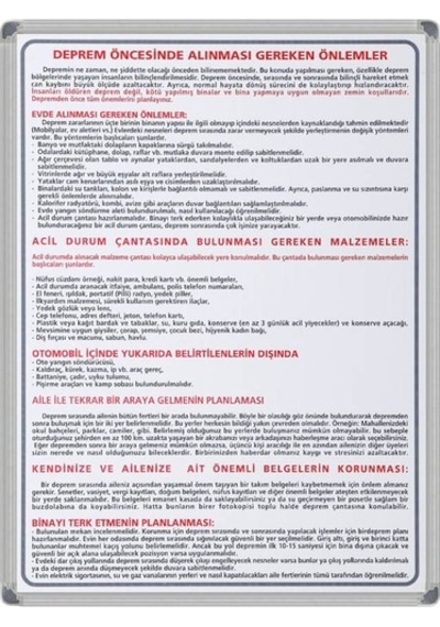 50X70 Deprem Öncesi Talimat Panosu
