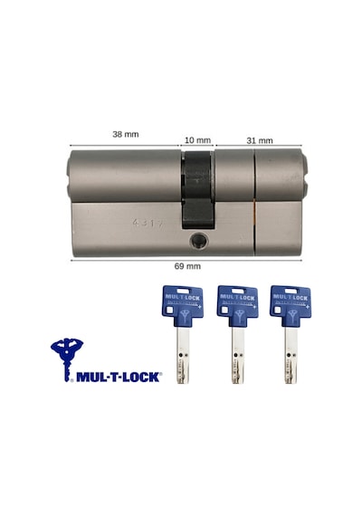Multlock 7x7 Tuzaklı Barel 3 Anahtarlı Kapı Kilidi 51227202