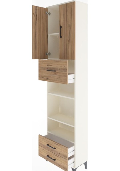 Arges Dolap 5 Raflı 3 Çekmeceli 2 Kapaklı 60x30x243 Aytaşı-çam Aytası