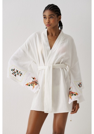 Sagaza Studio Ss6185 Desenli Kimono Sarı