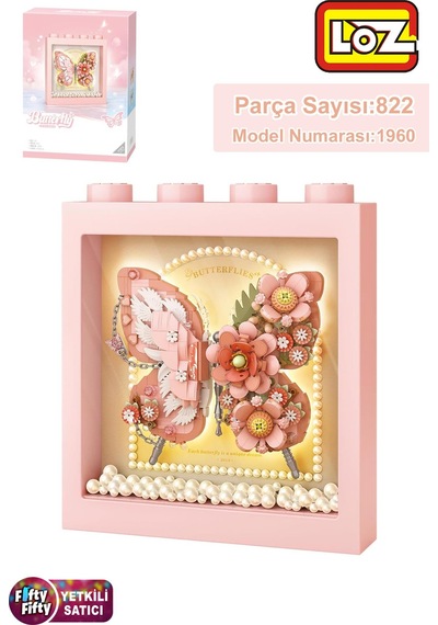 Loz Ledli Pembe Dekoratif Ve Koleksiyonluk Kelebek Tablo 822 Parça Kelebek Modeli Yapım Seti Fflz-1960