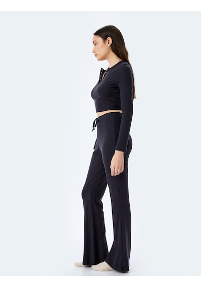 Koton Beli Bağlama Detaylı İspanyol Paça Pijama Altı Gri 5wlk40310mk Gri