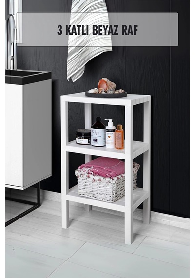 3 Katlı Beyaz Raf Kitaplık & Banyo Düzenleyicisi 73,5 Cm Çok Renkli