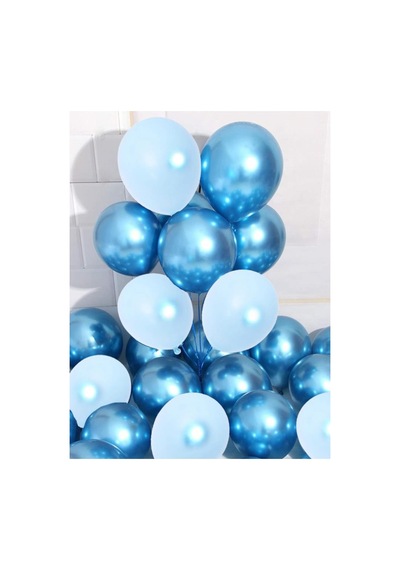 Beysüs Krom Mavi Ve Makaron Mavi Renk 15 Li Balon Standart