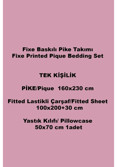 Adsila Mavi Tek Kişilik Pike Takımı %100 Pamuk, Lastikli Çarşaflı Mavi